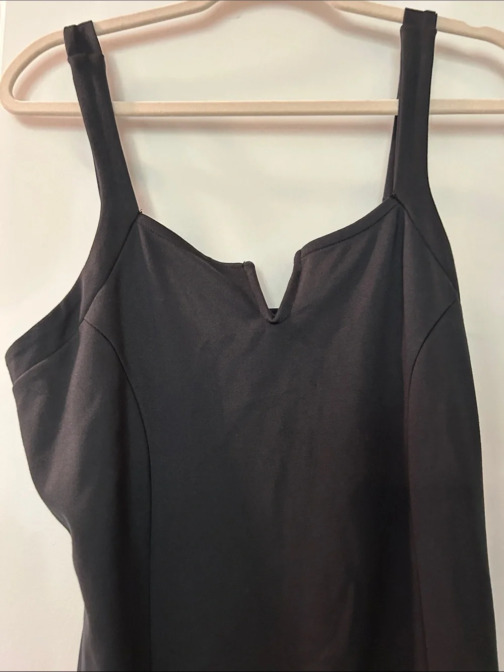 Derek Heart Black Midi Sheath Dress with Notch Neck
